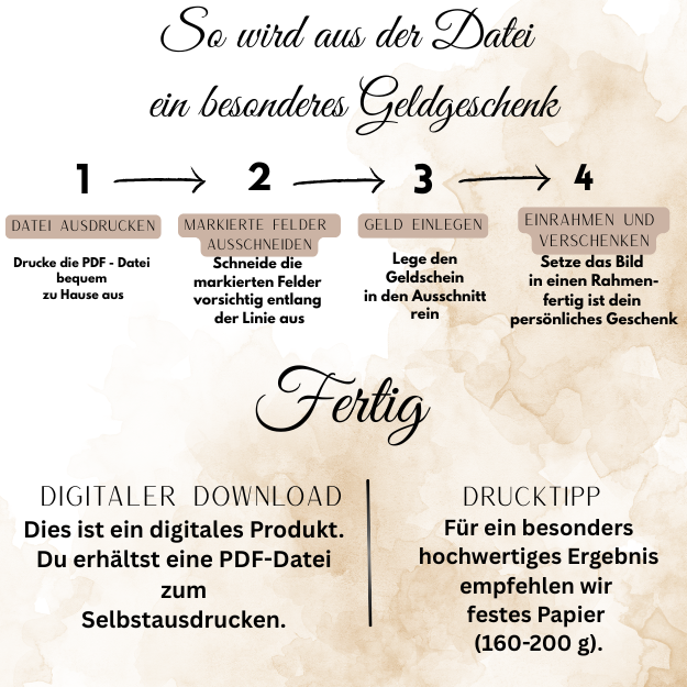 Anleitung Geldgeschenk Hochzeit selber machen – A4 PDF Vorlage sofort downloadbar