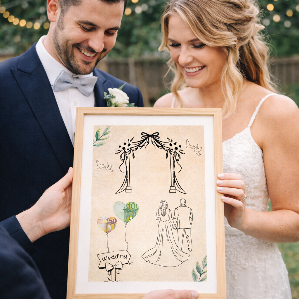 Persönliches Geldgeschenk zur Hochzeit überreichen – kreatives Geschenk für das Brautpaar