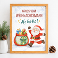 Digitales Geldgeschenk zu Weihnachten mit Weihnachtsmann und Geschenkesack im A4 Holzrahmen – Vorlage zum Ausdrucken für Geldscheine