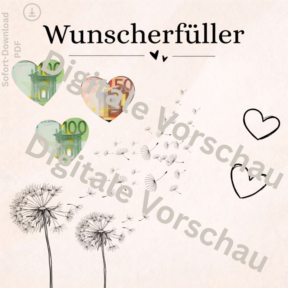 Herz Vorlage zum Ausschneiden für Geldschein als Geldgeschenk zur Hochzeit oder zum Geburtstag