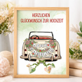 Geldgeschenk Hochzeit Auto Just Married – Hochzeitsgeschenk zum Ausdrucken A4 PDF