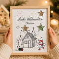 Personalisiertes Geldgeschenk zu Weihnachten mit Schneemann und Wunschname im Bilderrahmen